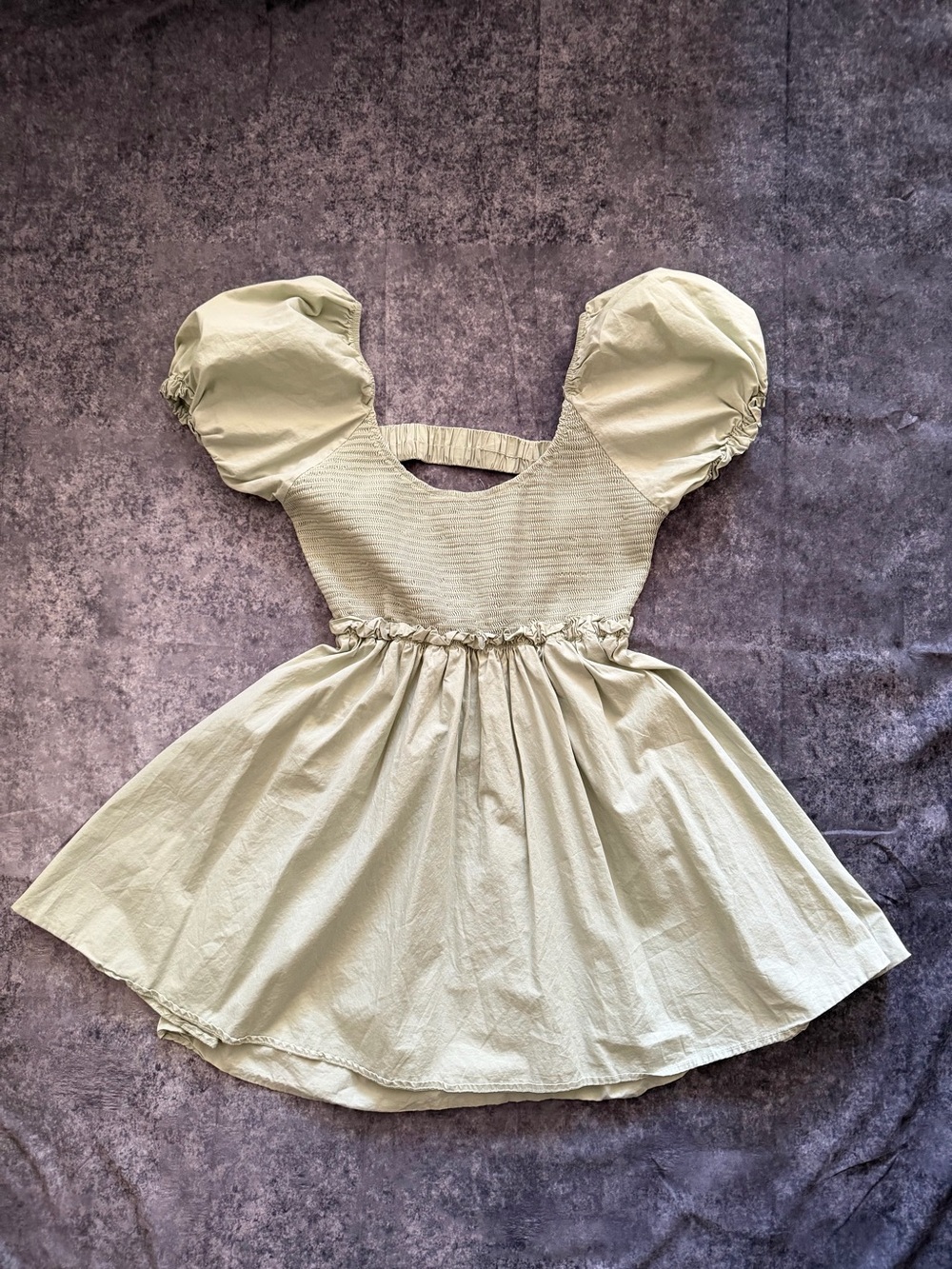 Princess Polly Puff Sleeve Smocked Dress - Sage Green size fits s-m